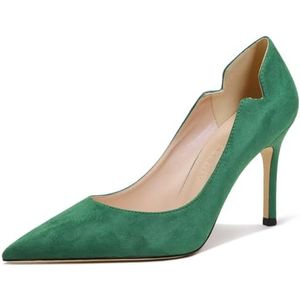 Schoenhakken- Elegante Damespumps - Stiletto-Sexy Naald-Hak - Gesloten Avond-Feest - Luxe Mode Vrouwelijke Schoenen Hak 33-CHC-19, 4 Groen, 37 EU