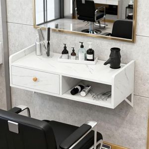 Opbergstation voor in de salon, organizer voor haargereedschap, kappersstylingstation met föhnhouders, voor schoonheidssalon of spa, kapperszaak(C,60cm)