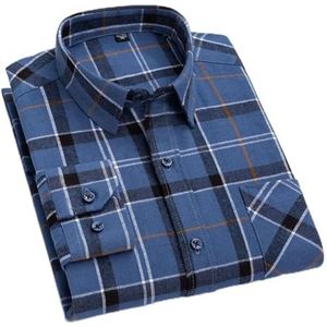 Rfmfkkg Heren katoen geruit overhemd lange mouwen casual enkele patch zak button-down kraag shirt