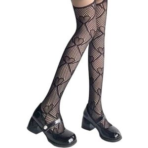 Cazqgoy Dameslegging met mesh naar mesh, visnet panty's visnet panty's visnet panty's voor vrouwen met hartpatroon