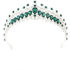 Kroon haarband zendspoel, prinses kroon hoofdband for vrouwen, meisjes, bruiden, bruiloft, prom, verjaardagsfeestje (Color : Green)
