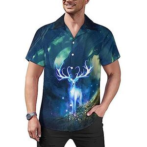 Forest Elk casual overhemd met knopen voor heren, korte mouwen, Cubaanse kraag, T-shirts, tops, Hawaiiaans T-shirt, XL