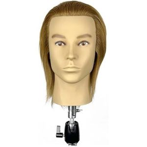 Mannequinhoofd met 18 cm 100% echt haar gouden trainingshoofd mannelijk mannequinhoofd trainingspophoofd pruikhoofd mannequin