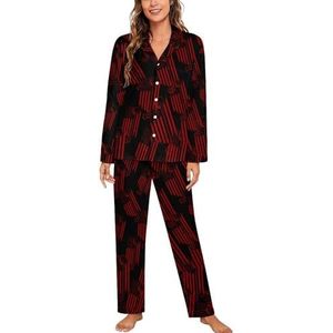 Golf USA vlag lange mouw pyjama sets voor vrouwen klassieke nachtkleding nachtkleding zachte pyjama sets lounge sets