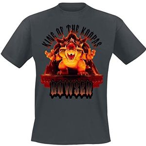 SUPER MARIO Bowser King of The Koopas T-shirt voor heren, korte mouwen, grijs, M