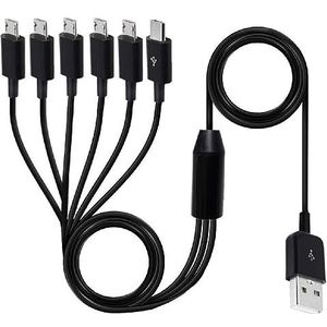 Yisawroy Micro USB Splitter Kabel USB 2.0 Type A Mannelijk naar Micro USB Mannelijke 1 Om 6 Splitter Kabel Data Lading Connector Adapter Micro USB Splitter Kabel
