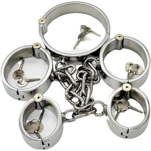 Gerrit BDSM Metalen bondage 3 sets Bevestigingsset - Handboeien/Enkelboeien Enkelboeien/Kraagkragen - met kettingsteunen Slave Fetish Volwassen SM Seksspeeltje for koppels (Color : Men, Size : Oval