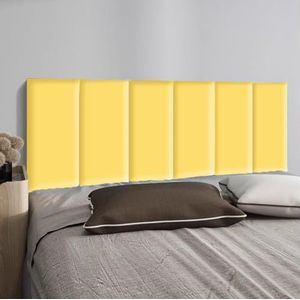 HEFJIAYCIQ 3D Zelfklevende Hoofdeindepanelen, Binnendecoratie Gestoffeerd Muurcomité, Muur Opgezet Bedhoofdbord Voor Slaapkamer/Woonkamer,Geel,80x50cm