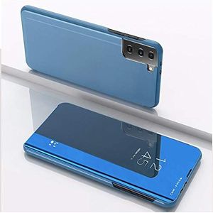Mirror Flip Case voor Samsung Galaxy S21 5G,Clear View Window Cover met Standaardfunctie Telefoonhoes voor Samsung Galaxy S21 5G,Hemelsblauw
