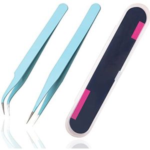 Stickerpincet, 2 stuks, schattige knutselpincet voor stickers, plakboeken, vinyl, wimpers, elektronica, turkoois