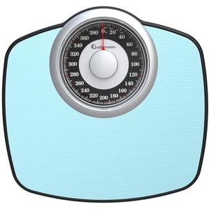 Adamson A25 Weegschalen voor lichaamsgewicht - tot 180 kg - 13,5 cm wijzerplaat op 31,5 cm x 30,5 cm platform - antislip rubberen oppervlak - zeer nauwkeurige badkamerweegschaal analoog - duurzaam met