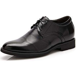 DADIJIER 6 Cm / 2 ""Taller Classic Oxford Schoenen Mannen Graan PU Lederen Hoogte Toenemende Lift Schoenen Business Lace Up (verwijderbare Binnenzool) (Color : Black, Size : 42 EU)