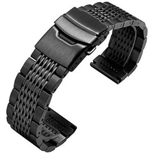 LUGEMA Fijne stalen horlogeband 20mm 22mm zwarte zilveren armband vervangende metalen riem compatibel met heren roestvrijstalen horlogeketen (Color : Beige, Size : 22mm)