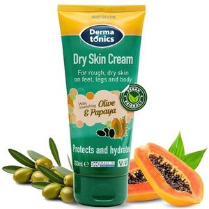 Dermatonics Natural Care Dry Skin Cream - Verrijkt met 10% ureum, olijf- en papaja-extracten, langdurige hydratatie en een zachte geur voor een gladde, soepele huid, veganistisch vriendelijk, 200 ml