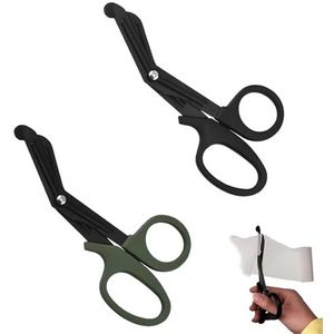 2 stuks zwart en groen verbandschaar, reddingsschaar, medische verbandschaar, pleisterschaar, reddingsdienst, traumaschaar, 15 cm Bent Stealth, voor verpleegsters, medische studenten, noodhulp