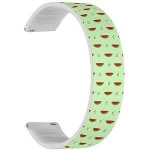 RYANUKA Solo Loop band compatibel met Ticwatch E3, C2 / C2+ (Onyx & Platina), GTH/GTH Pro (watermeloen op groen) Quick-Release 20 mm rekbare siliconen band, accessoire, Siliconen, Geen edelsteen