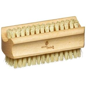 ecoLiving Wooden Nail Brush (9.5 x 3.8cm) - 100% Plastic-free & Biodegradable Vegan Nail Brush - Nail Scrub Brush Made by Hand in Germany - Sturdy Brush with Tough Bristles