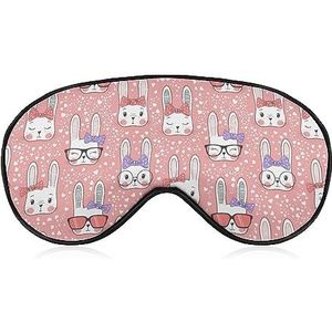 Hand Getrokken Konijn Slaap Oogmasker voor Mannen Vrouwen Tieners Kinderen, Nachtslaap Oogschaduw Cover Comfort voor Reizen Yoga Nap