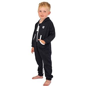Gennadi Hoppe Kinderjumpsuit overall relaxpiece trainingspak meisjes pak jongens, zwart (zwart), 11-12 Jaar