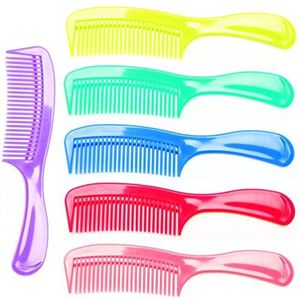 LUXXII - (6 Pack) 8 inch Kleurrijke Styling Essentials Ronde Handvat Kam Ontworpen voor Alle Haartypes