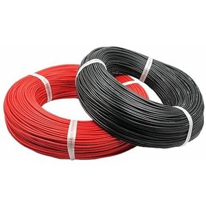Draden, Zwarte en rode zachte siliconenkabel 5 10 meter elektrische draden autobedrading 22 20 18 16 14 12 8 6 AWG auto-accu for draad(24 AWG,1m)