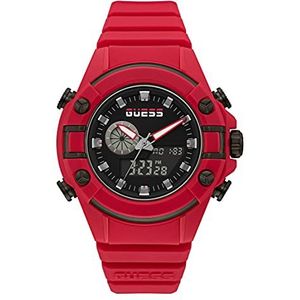 GUESS 47mm analoog-digitaal horloge, Rood/Zwart, Eén maat, Quartz Horloge
