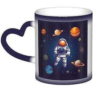 VducK Space Astronaut Print Kleur Veranderende Mok 11oz Gepersonaliseerde Magische Mok Thee Cup Keramische Koffie Mok Warmte Geactiveerde Kleur Veranderende Mok