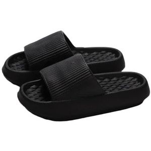 UBOHUZ 4Cm Zomer Antislip Zachte Slippers Vrouwen Comfortabele Dikke Slides Vrouw Paar Badkamer Thuis Voor Badkamer, Zwembad, Zwart, 40-41