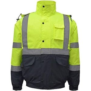 Fluorescerend Vest Waterdicht reflecterend pak, veiligheidsjack Regendichte warmte reflecterende heren werkjack Reflecterend Harnas (Color : Yellow, Size : Large)