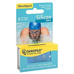 Ohropax Silicon Aqua oordopjes - 1 x 6 stuks - waterdichte oordopjes van huidvriendelijke siliconen - ter bescherming tegen water tijdens het zwemmen - herbruikbaar
