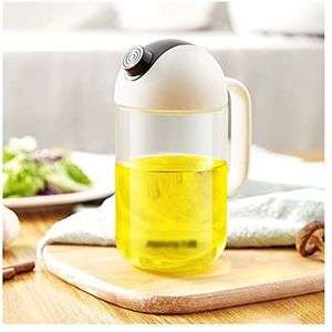 oliefles Glasolie en azijn Dispenser Automatisch openen en sluiten van oliefles met handvat White Oil Pourer voor thuis, restaurant, hotel oliespuit(Size:S)
