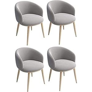 GEIRONV Moderne eetkamerstoelen set van 4, fluwelen gestoffeerde rugleuning zitting houten effect metalen poten woonkamer lounge stoel Eetstoelen (Color : Light grey, Size : 42x42x75cm)