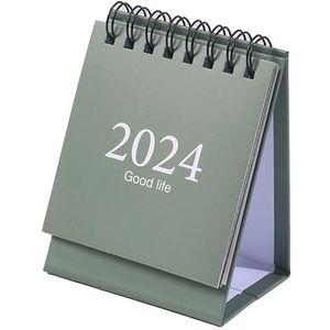 Dagelijkse Papierplanner, Minikalender van Augustus 2023 Tot December 2024, Compacte Draadspoel voor Thuisplanning (Licht groen)