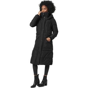 MARIKOO Winterjas voor dames, lange gewatteerde winterjas, warm gewatteerd, B948, zwart, XL