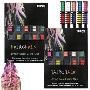 Festive Fun Hair Chalk Combs, 10 Colors Colorful Hair Chalk Comb, Temporary Washable Hairs Dye for Girls Kids Gifts, Christmas Gifts(2 Set)