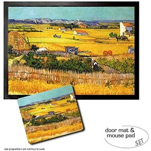1art1 Vincent Van Gogh, The Plain At La Crau With Montmajour In The Background, 1888 Deurmat (70x50 cm) + Muismat (23x19 cm) Cadeauset