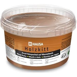 HAUSA - Houtkitt - Donkere Houtplamuurmassa - 250 g - Gebruiksklaar
