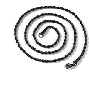 2mm3mm4mm 5mm6mm herenketting draaiketting herenketting damesketting modejuwelen 16 18 20 22 24 26 28 30 inch (Color : Black_26INCH_3MM)