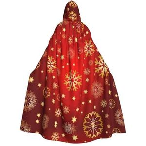 DURAGS Rode achtergrond gouden sneeuw unisex Halloween kostuum cape - volwassenen feestdecoratie mantel, capuchon cape voor alle gelegenheden
