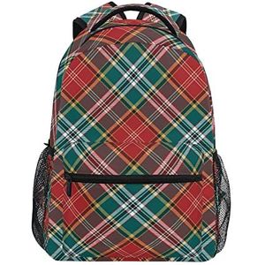 Klassieke geruite patroon rode school rugzak voor meisjes jongens middelbare school stijlvol ontwerp student tassen boekentassen, Patroon, 11.5×8×16In