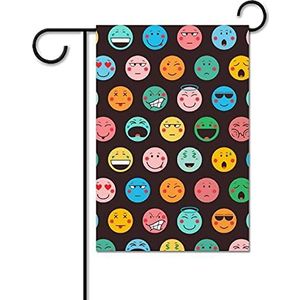 Emoticons Gezicht Achtergrond Grappige Tuin Vlaggen Voor Buiten Dubbelzijdig 12x18 Inch Decoratieve Huis Yard Vlag Gedrukt Gift Welkom