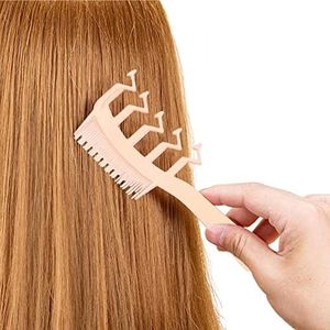 Haarscheidingskam | Z-vormige haarkam met brede tanden voor plagen styling pluizig haar | Multifunctionele kammen voor dames en meisjes (roze)