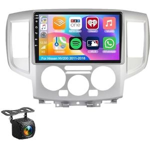 Android 14.0 2 Din Autoradio 9"" Touchscreen Auto Stereo voor Nissan NV200 2011-2018 met Draadloze Carplay Android Auto GPS navigatie AHD Omgekeerd beeld Stuurwielbediening(S-1(2G+32G))