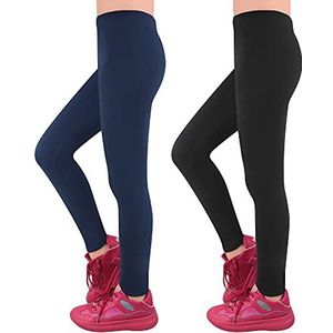 L&K-II Thermolegging meisjes winter leggings gevoerde kinderbroek maat: 98-152 4602, Set van 2 1, 110/116 cm