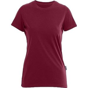 HRM Luxe Ronde Hals T-Shirt Voor Dames, Bordeaux, Maat XS - 100% Biologisch Katoen, Wasbaar Tot 60°C - Hoge Kwaliteit en Duurzame Top