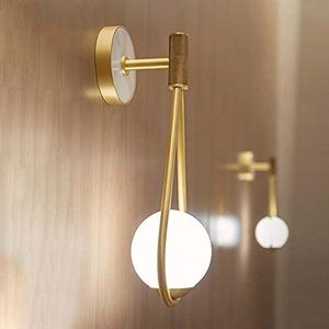 Nordic Wandlamp Creatieve Gouden Druppelvormige Glazen Metalen Wandlamp voor Eetkamer/Slaapkamer/Woonkamer/Studie, Wit Licht