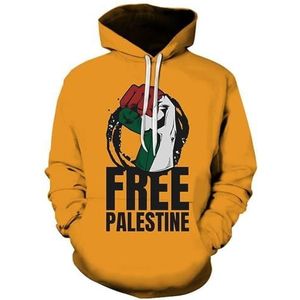 Vrij Palestina, Save Gaza, Anti-War Pullover Hoodie, Ik sta achter Palestina, Unisex Sweatshirts (Color : Orange, Size : M)