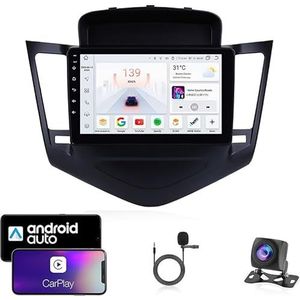 9 Inch Autoradio Compatibel voor Chevrolet Cruze 2009-2014 met GPS Navigatie CarPlay Android Auto Acht-Core 4G Bluetooth WiFi MirrorLink Stuurwiel Afstandsbediening(T5 8 Core 4G+Wifi 6G+128G)