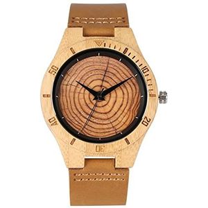 Handgemaakt Creative Wood Grain Men's Houten Horloge Ronde Cirkel Quartz Handgemaakt Houten Klok Hour for Mannen Retro Polshorloge Huwelijksgeschenken (Color : Only watch)