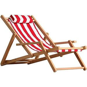 GEIRONV Houten vouwende ligstoel, tuin gazon draagbare strandstoel met comfortabele armleuning verstelbare opvouwbare lounge stoel Fauteuils (Color : Red)